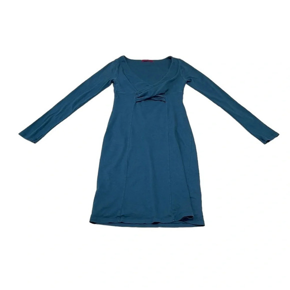 Velvet Nordstrom Midi Dress Sheath Long Sleeve V Neck Blue Size Small S - Picture 4 of 16